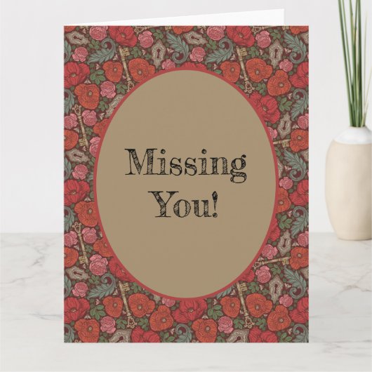 ステームパンクビクトリアンオールドロック鍵レッドポピー カード (正面)