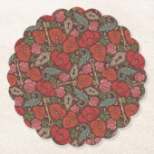 ステームパンクビクトリアンオールドロック鍵レッドポピー ペーパーコースター (正面)