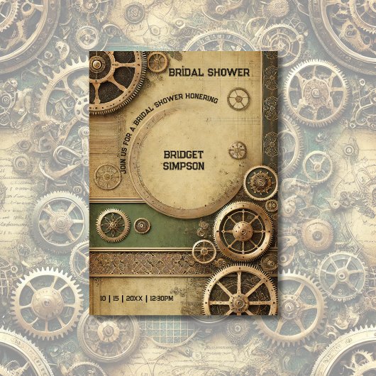 ステームパンクビクトリアンガーワークブライダル 招待状