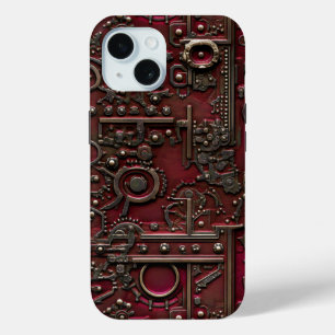ステームパンクビクトリアンギアブルガンディーレッド iPhone 15ケース
