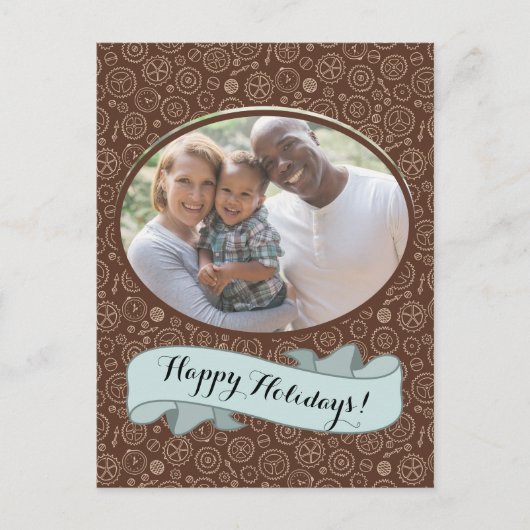 ステームパンクビクトリアンブラウン&ホワイトギアスケッチ ポストカード (正面)