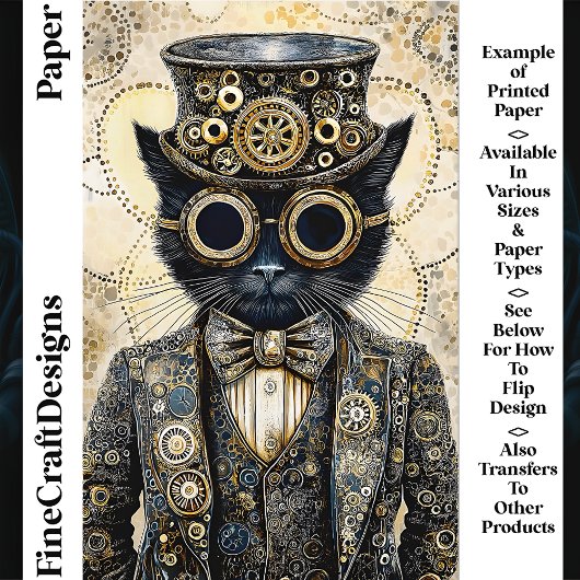 ステームパンクビクトリアンブラックキャットAB6スクラップブック紙