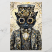 ステームパンクビクトリアンブラックキャットAB6スクラップブック紙 (正面)