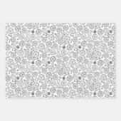 ステームパンクビクトリアンホワイト&ブラックギアスケッチ ラッピングペーパーシート (正面)