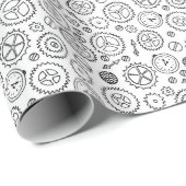 ステームパンクビクトリアンホワイト&ブラックギアClockwork ラッピングペーパー (ロールコーナー)