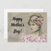 ステームパンクビクトリアンレディーピンク新聞 ポストカード (正面/裏面)