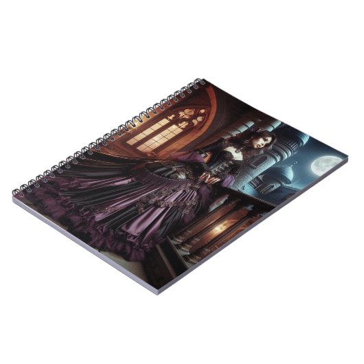 ステームパンクビクトリアンヴィンテージパープルレディ ノートブック (左側)