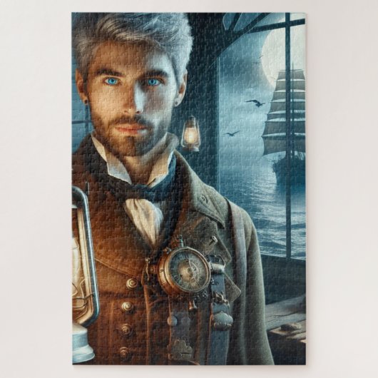 ステームパンクビクトリアンヴィンテージライトハウスキーパー ジグソーパズル (縦)