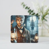 ステームパンクビクトリアンヴィンテージライトハウスキーパー 招待状 (スタンド正面)