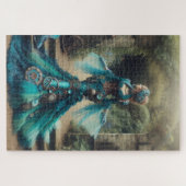 ステームパンクビクトリアンヴィンテージレディティール（緑がかった色）マーメイド ジグソーパズル (横)