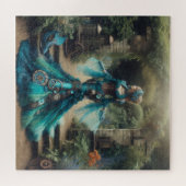 ステームパンクビクトリアンヴィンテージレディティール（緑がかった色）マーメイド ジグソーパズル (横)