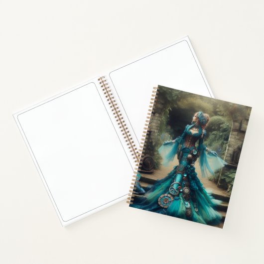 ステームパンクビクトリアンヴィンテージレディティール（緑がかった色）マーメイド ノートブック (内部)