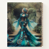 ステームパンクビクトリアンヴィンテージレディティール（緑がかった色）マーメイド ノートブック (裏面)