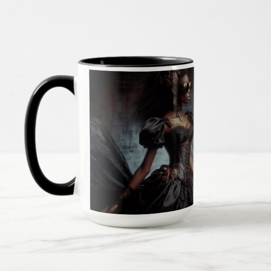 ステームパンクビクトリアンヴィンテージレディーブラックレイヴン マグカップ (左)