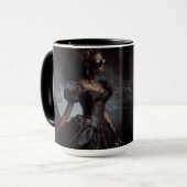 ステームパンクビクトリアンヴィンテージレディーブラックレイヴン マグカップ (正面左)