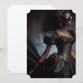 ステームパンクビクトリアンヴィンテージレディーブラックレイヴン 招待状 (正面/裏面)