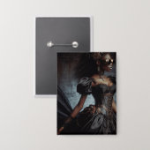 ステームパンクビクトリアンヴィンテージレディーブラックレイヴン 缶バッジ (正面/裏面)