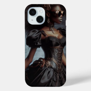 ステームパンクビクトリアンヴィンテージレディーブラックレイヴン iPhone 15ケース