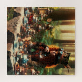 ステームパンクビクトリアンヴィンテージレディ不機嫌ハッター ジグソーパズル (横)