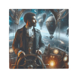 ステームパンクビクトリアンヴィンテージ宇宙エアキャプテン メタルプリント