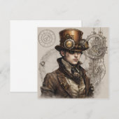 ステームパンクビクトリアン紳士のアートワーク 招待状 (正面/裏面)