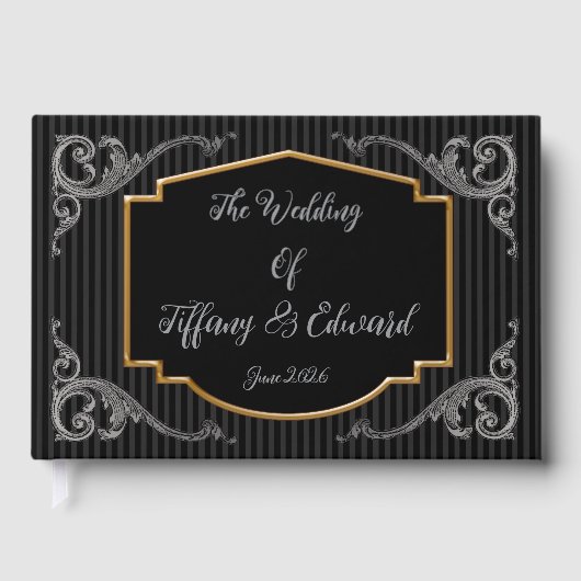 ステームパンクビクトリアン結婚ヴィンテージパーソナライズされたズ ゲストブック (正面)