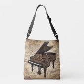 ステームパンクピアノの手書近渡し クロスボディバッグ (裏面)