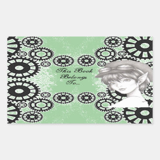 ステームパンクピクシー本ラベルステッカー 長方形シール