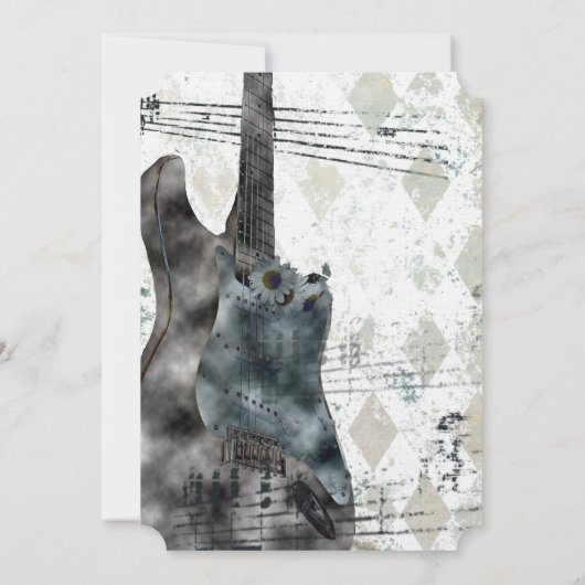 ステームパンクファンキーギター音楽結婚式招待状 招待状 (裏面)