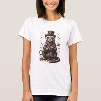 ステームパンクフェレットTシャツデザイン Tシャツ