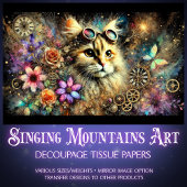 ステームパンクフローラファンタジーキャットポートレートデカップージ 薄葉紙