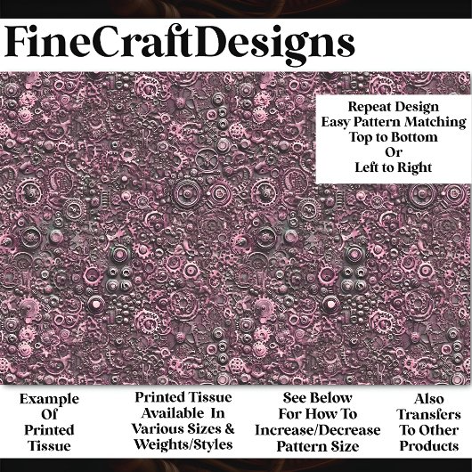 ステームパンクメカニカルパターンピンクBN1デコページ 薄葉紙