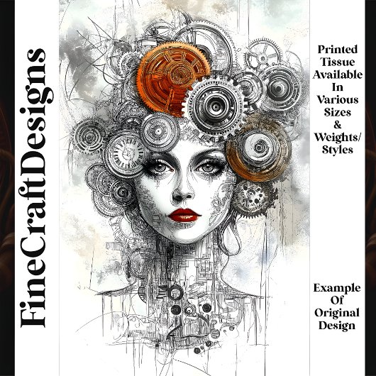 ステームパンクメカニカル女性エフェメラM9デコページ 薄葉紙