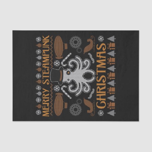 ステームパンクメリークリスマスのタコのトップハットギア 薄葉紙 (正面)