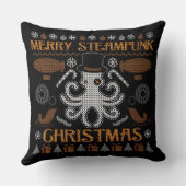 ステームパンクメリークリスマスのタコのトップハットピロー クッション (裏面)