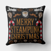 ステームパンクメリークリスマスの醜いセーター枕 クッション (裏面)