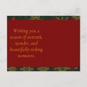 ステームパンクメリースノーフレークレッド&グリーンタータンチェック シーズンポストカード (裏面)