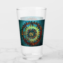 ステームパンクモノグラムのヴェルディグリスラスティコグホイール タンブラーグラス