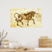 ステームパンクユニコーンスケッチポスター ポスター (キッチン)