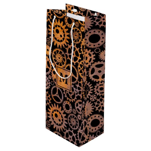 ステームパンクラスティギアカスタムズモノグラムブロック ワインギフトバッグ (正面アングル)
