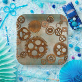 ステームパンクラスティギアデザイン紙プレート ペーパープレート (パーティー)