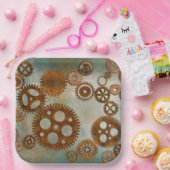 ステームパンクラスティギアデザイン紙プレート ペーパープレート (パーティー)