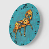 ステームパンクラスティヴィンテージ整備士オレンジホース ラージ壁時計 (傾斜)