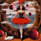 ステームパンクレッドウォーターカラーバレリナスリングバッグ スリングバッグ