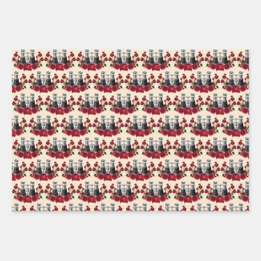 ステームパンクレッドバイノクルズタイプライターハットクリスマス ラッピングペーパーシート (正面3)