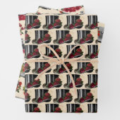 ステームパンクレッドバイノクルズタイプライターハットクリスマス ラッピングペーパーシート (インサイチュ)