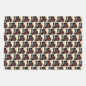 ステームパンクレッドバイノクルズタイプライターハットクリスマス ラッピングペーパーシート (正面)