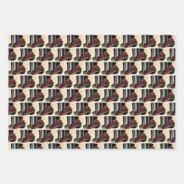 ステームパンクレッドバイノクルズタイプライターハットクリスマス ラッピングペーパーシート