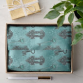 ステームパンクロックアンド鍵ティール(緑がかった色) |ヴィンテージの切り離し 薄葉紙 (ギフト)