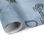 ステームパンクロックアンド鍵ブルー |ヴィンテージの切り離し ラッピングペーパー (ロールコーナー)